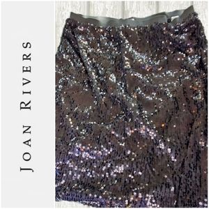 Black Sequin Pull-On Pencil Skirt Size L